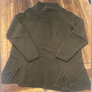 Peruvian Connection Baby Alpaca Wool Cable Knit Mock Neck Sweater L